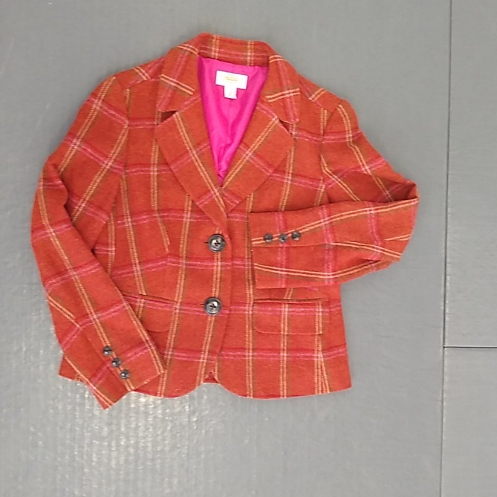 Wool Plaid Pleated Jacket